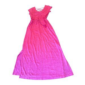T By Talbots Womens Pink Crisscross Back Maxi Dress Size Small
